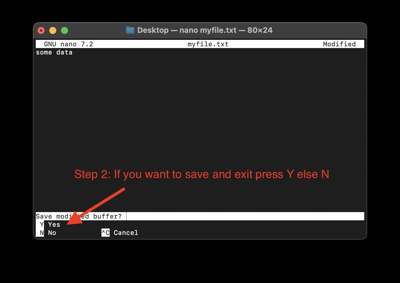 Step 2- Now if you want to save and exit press Y else N
